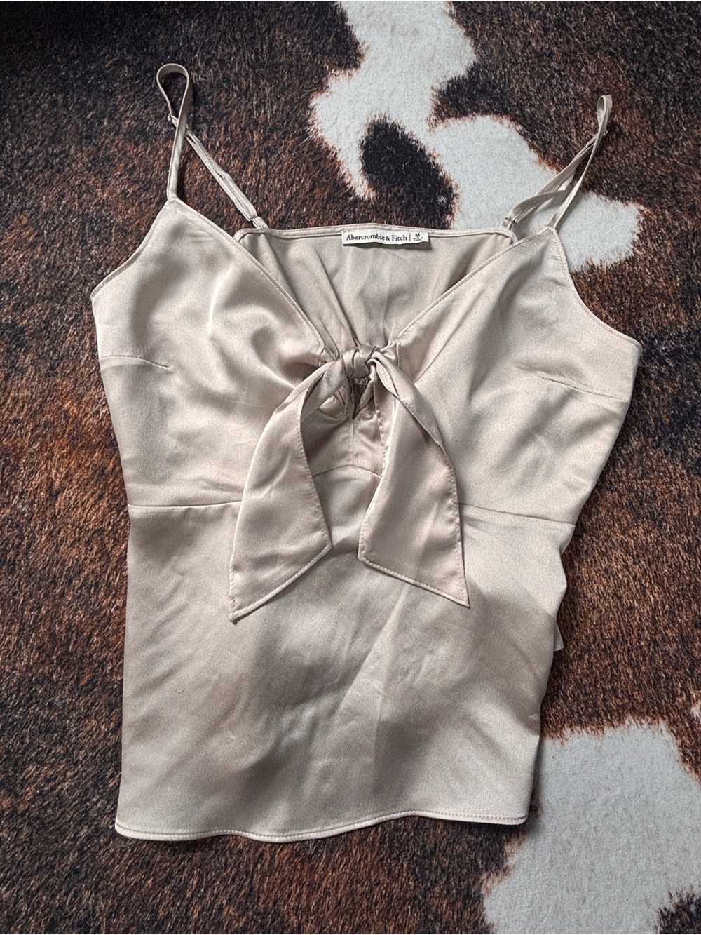 Abercrombie & Fitch Satin Tie-Front Camisole — Champagne Beige